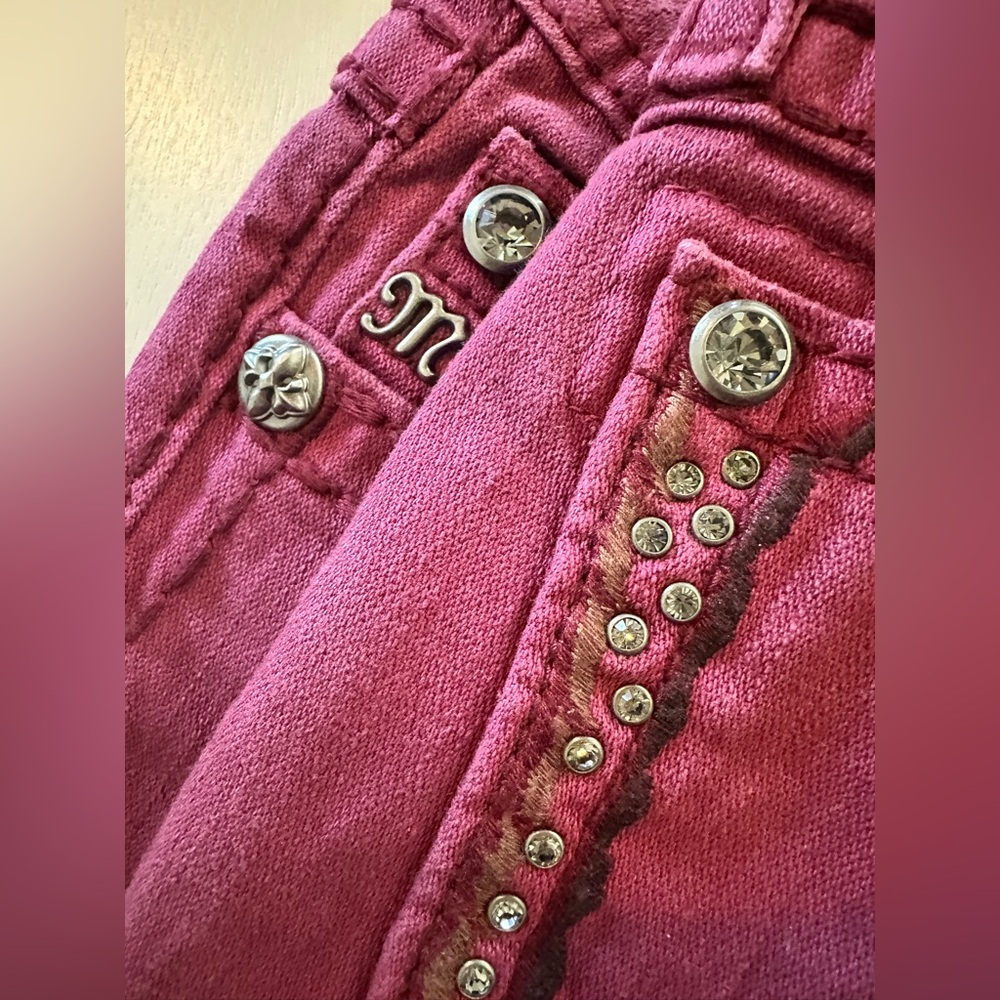 Miss Me Girls Magenta Jeans with Embellishments - Picture 6 of 7